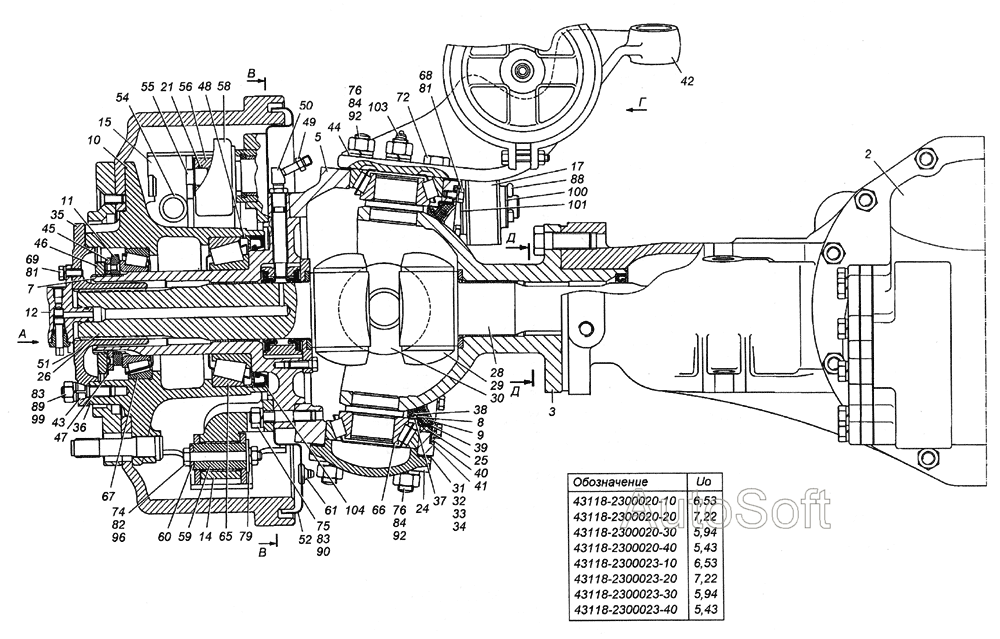 43118-2300020-10 Передній міст у зборі - Front bridge, assy