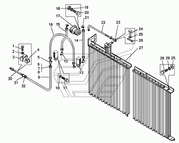 Жалюзі радіаторів та їх привід на самоскиді БелАЗ- 7540D