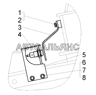 Установка датчика положения платформы (75570-8601002);Mounting of the body position sensor