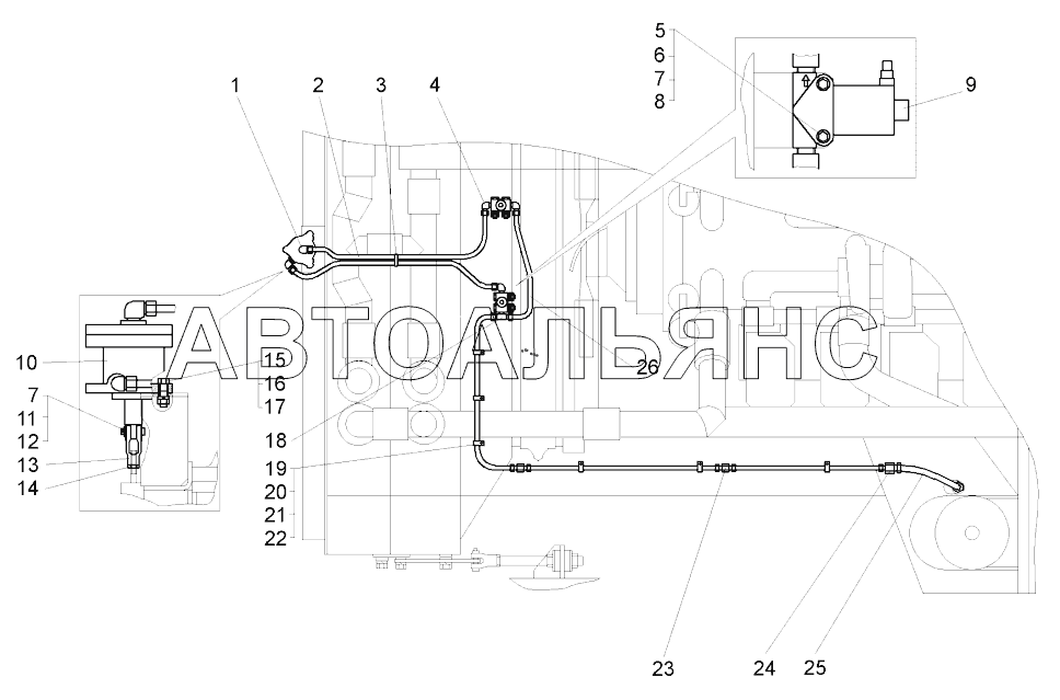 Установка привода жалюзи радиатора (75131-1300015);Mounting of radiator shutters drive