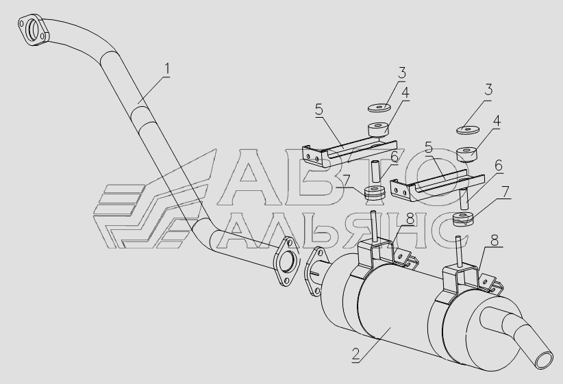 1200D4-hcG Exhaust system