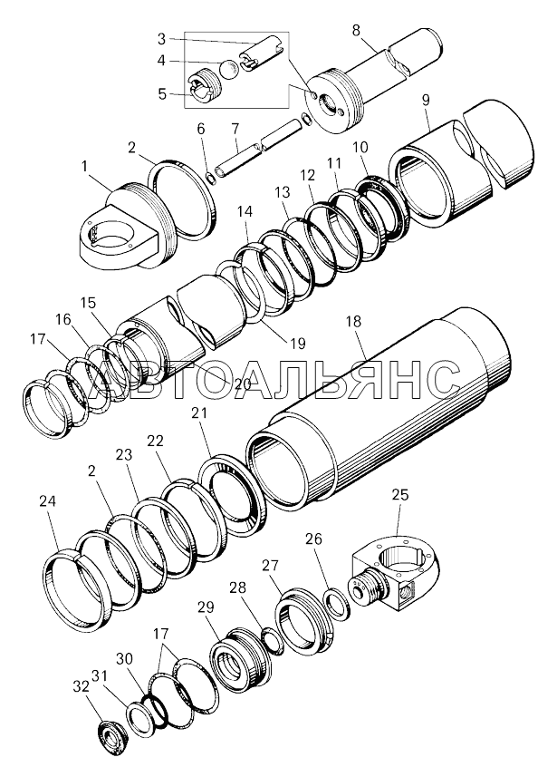 Цилиндр опрокидывающего механизма (7513-8603010);Hoist cylinder