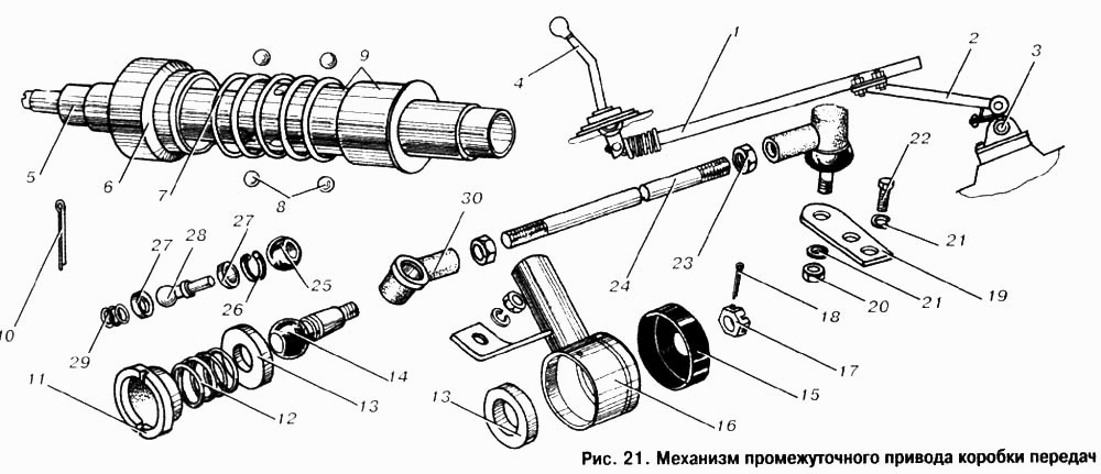 Механізм проміжного приводу коробки передач