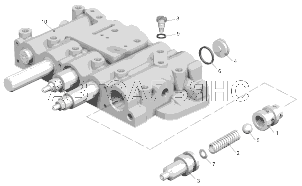 Коробка золотниковая. Аварийный клапан;Spool-valve box. Emergency valve