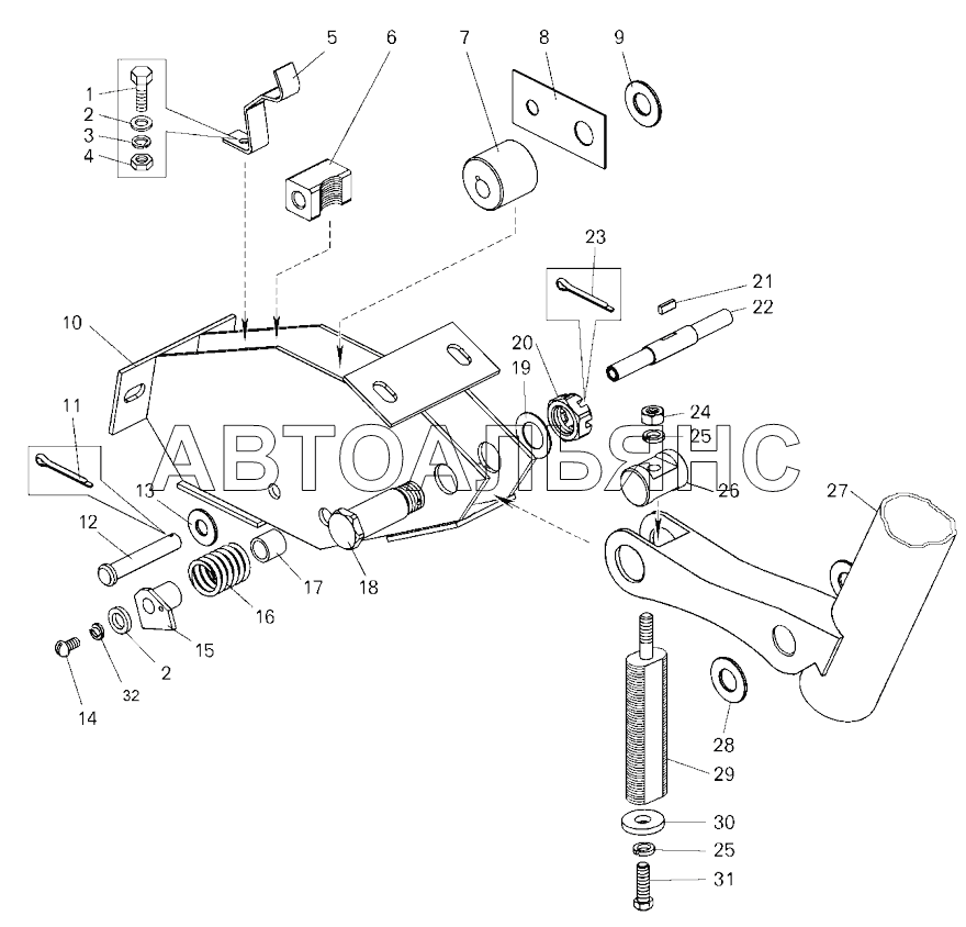 Колонка рулевая с кронштейном (75474-3444009);Steering column with bracket
