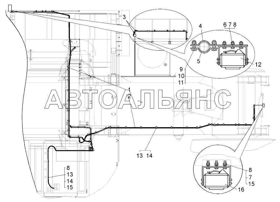 Установка системы видеообзора по шасси (75131-7912002);Mounting of video survey system over chassis