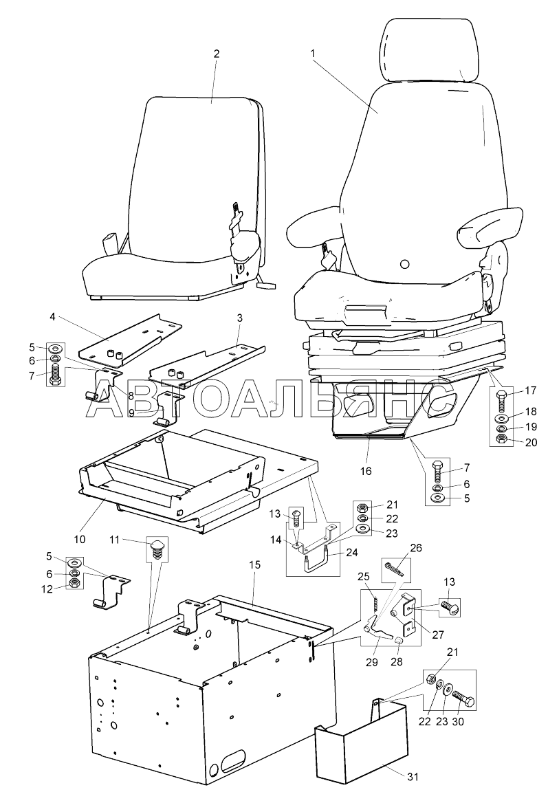 Установка сидений (75603-6800006);Mounting of seats