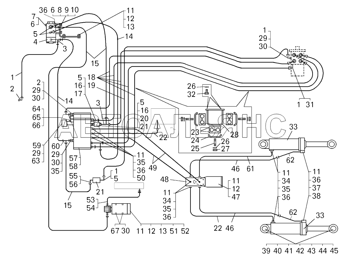 Установка трубопроводов рулевого управления ;Mounting of steering pipelines