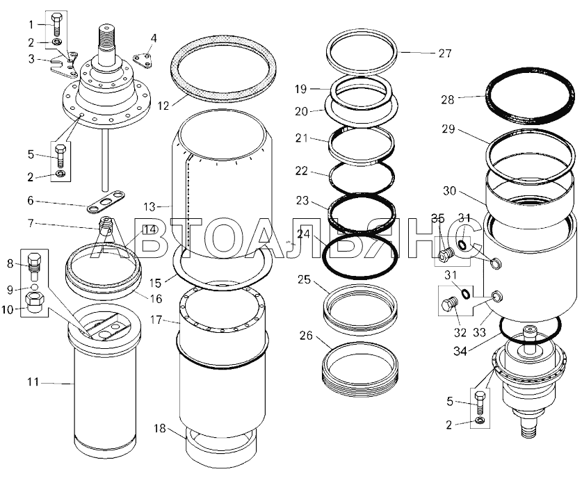 Цилиндр подвески задний (7557-2917020);Rear suspension cylinder