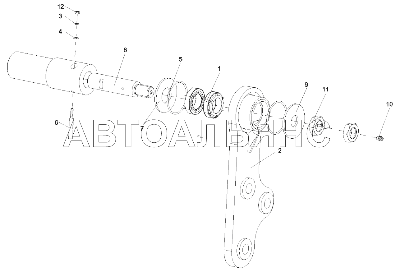 A810305990026 Ось рулевого управления в сборе, кронштейн в сборе