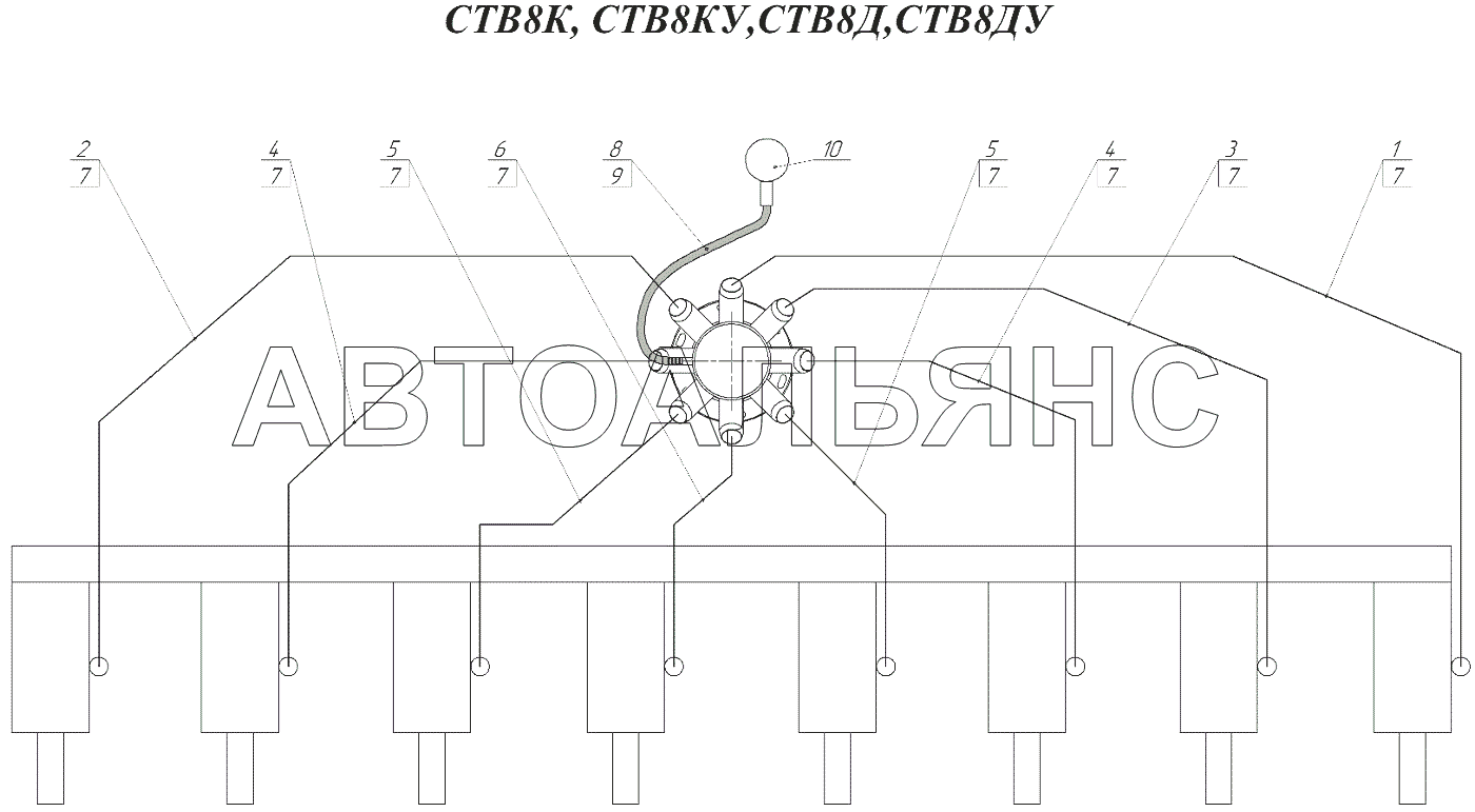 СХЕМА ВАКУУМОПРОВОДОВ, ПРИМЕНЯЕМОСТЬ: СТВ8К/8КУ, СТВ8Д/8ДУ