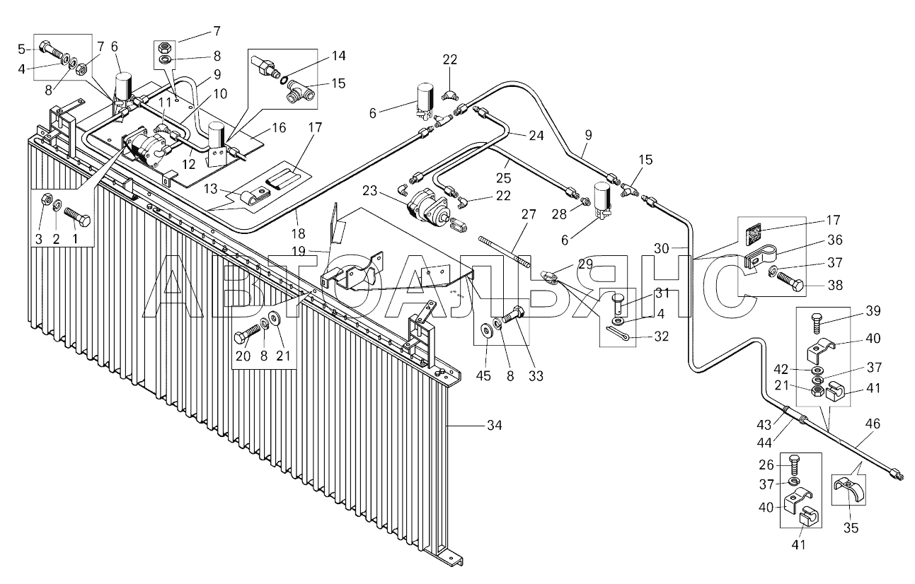 Установка жалюзи радиаторов и их привод на самосвале БелАЗ-7547;Mounting of radiators shutters and their drive
