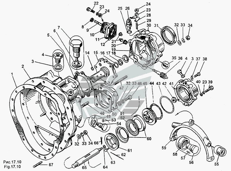 Картер понижающей передачи 201 -1721014 и цилиндр с поршнем 201-1722020