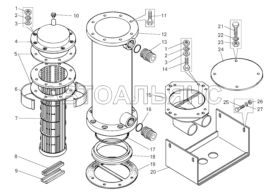 Водомасляный теплообменник и его установка (, );water heat exchanger and its mounting