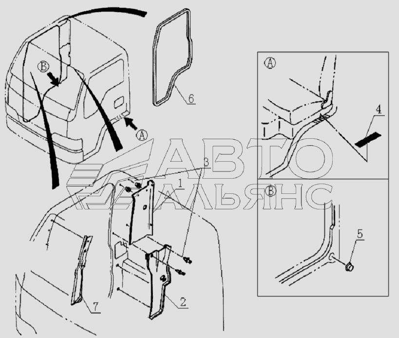 5402D4 Door pole-inner garnish board