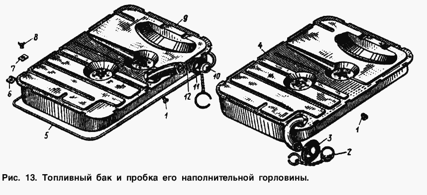 Топливный бак и пробка его наполнительной горловины