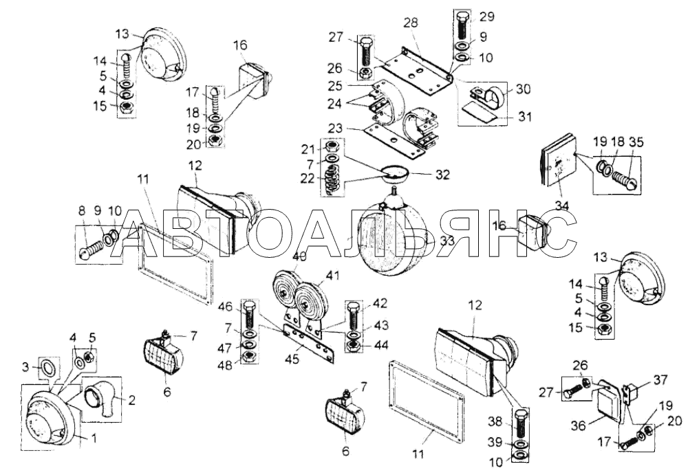 Установка фар и подфарников;Mounting of headlights