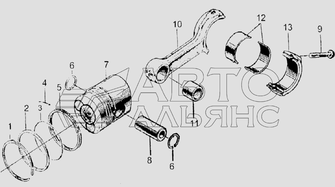 Pistona and connecting rod assembly