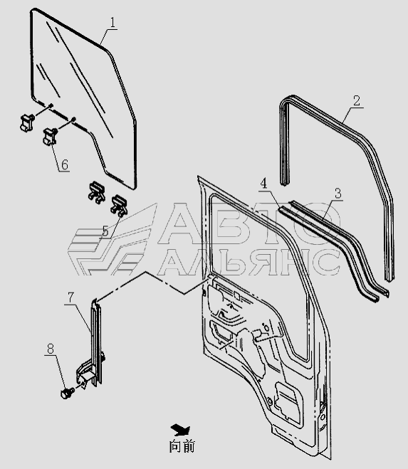 6103E0 Door glass