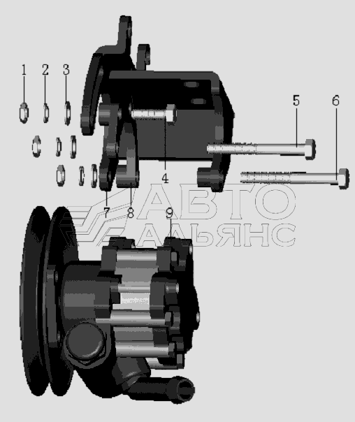 QC490Q(DI)-27000 Drive turning pump and bracket assembly