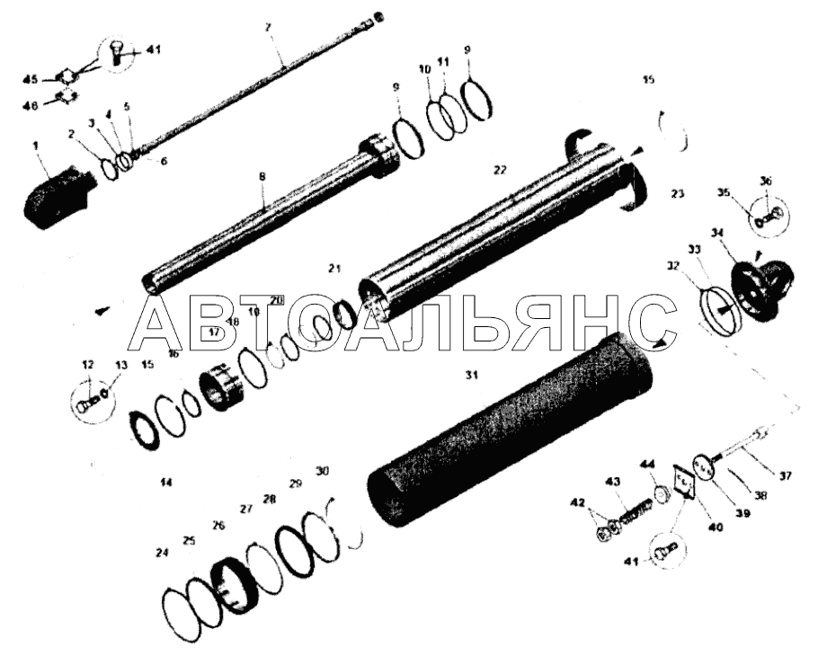 Цилиндр опрокидывающего механизма;Hoist cylinders