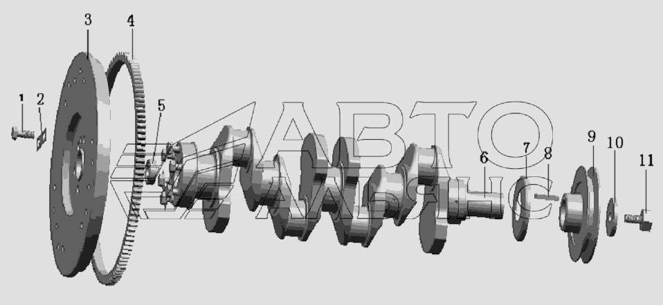 QC490Q(DI)-05000 Crankshaft and flywheel assembly