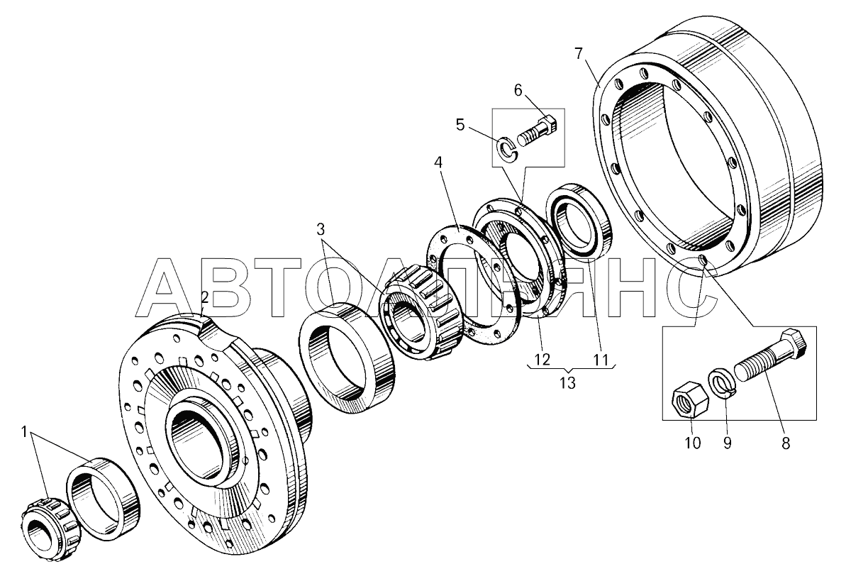 Ступица переднего колеса;Hub of front wheel