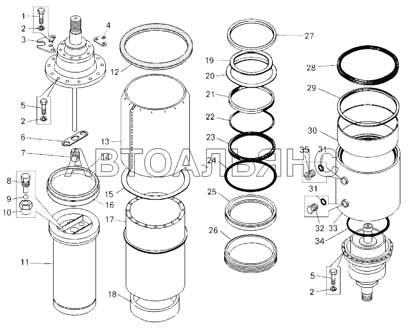 Цилиндр подвески передний (7557-2907020);Front suspension cylinder