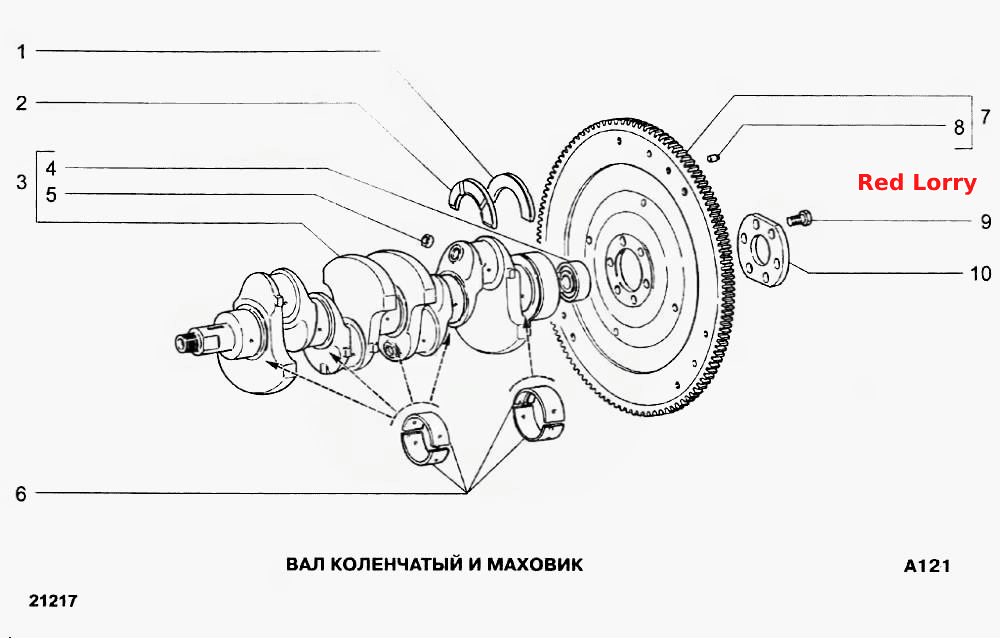 Вал коленчатый и маховик