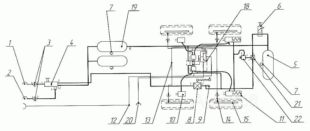 Пневмопривод тормозов с АБС (VCS-2)