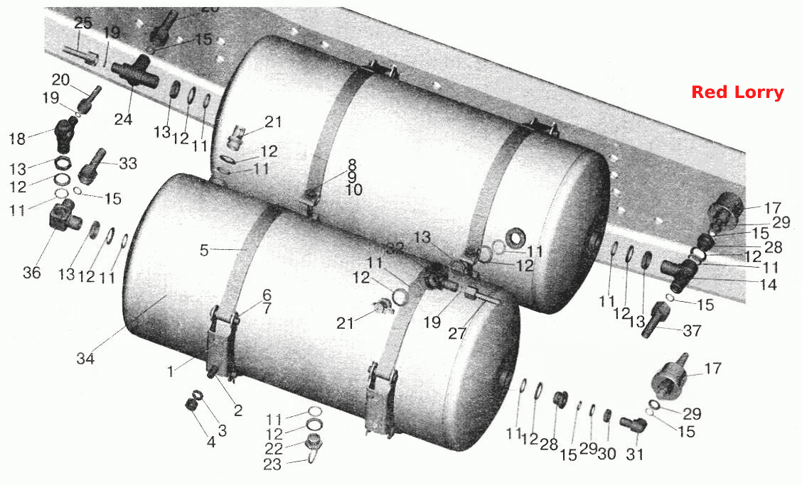 Встановлення ресиверів та приєднувальної арматури на МАЗ-543208, 543205 з пневмопідвіскою