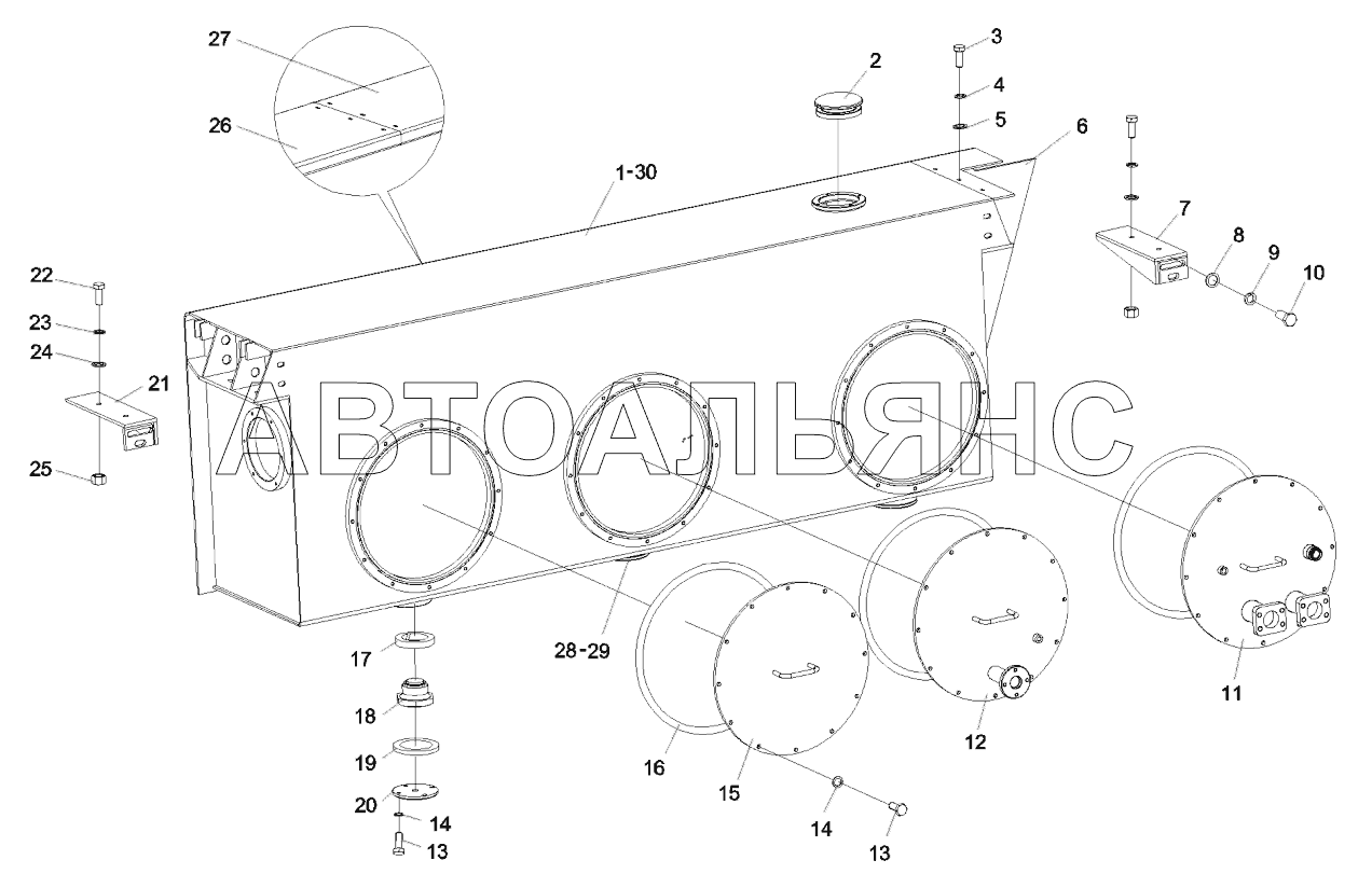 Бак для рабочего масла в сборе