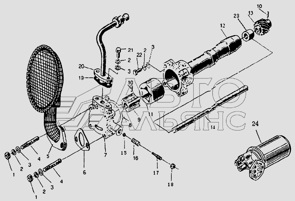 Lubrication oil pump and oil pipe assembly