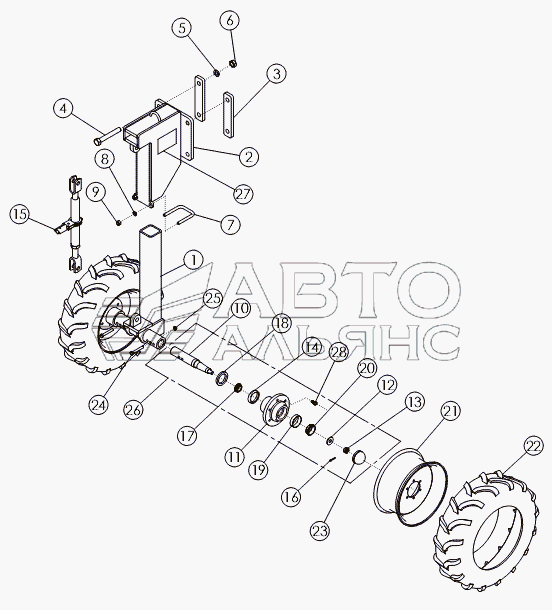 STANDARD REAR STRUTS - 7.60 X 15 TIRES