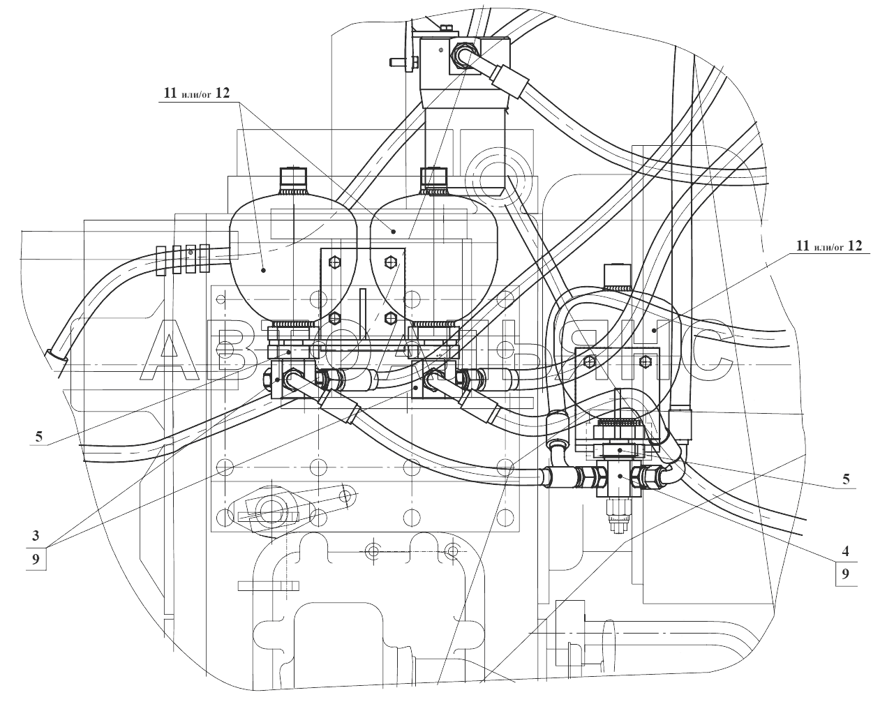Установка пневмогидроаккумуляторов ТО-28А.40.00.010;Hydropneumatic accumulator installation ТО-28А.40.00.010