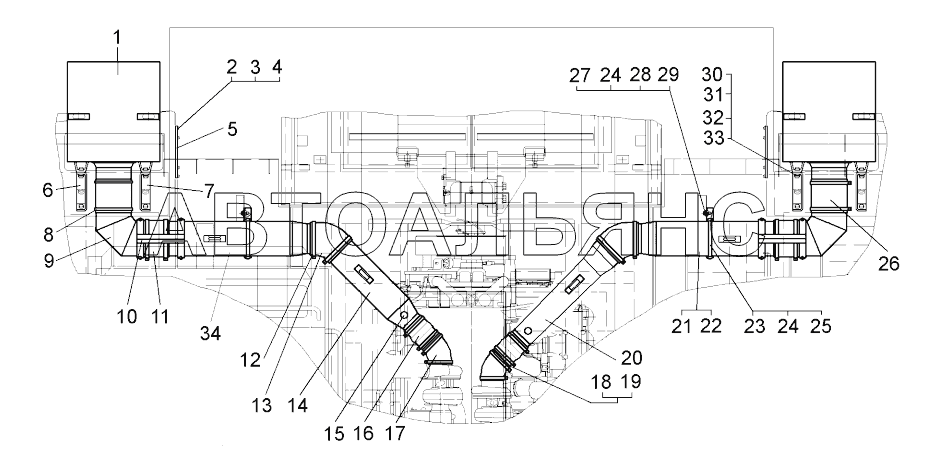 Установка воздушных фильтров (75580-1100005, 75583-1100005);Mounting of air filters