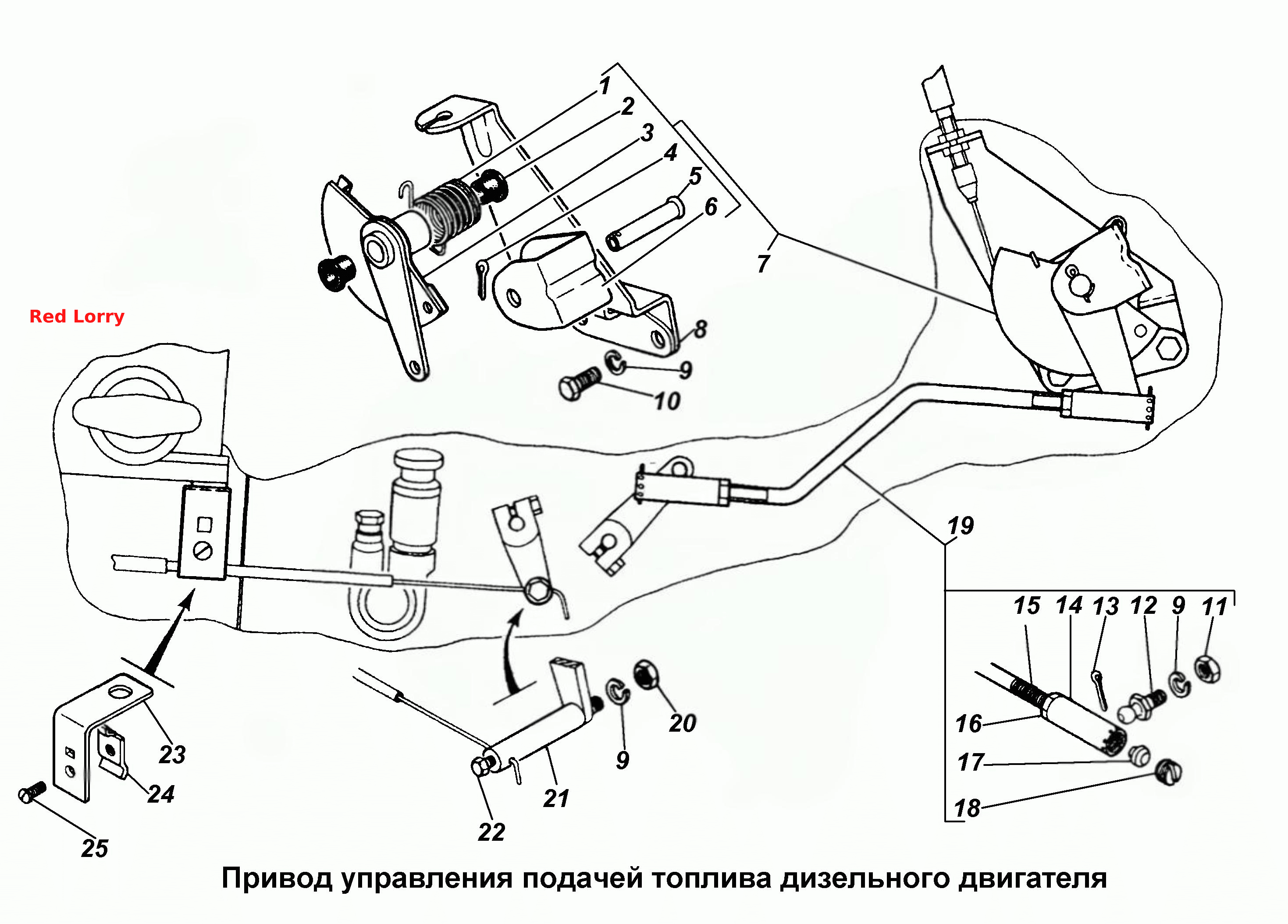 Привод управления подачей топлива дизельного двигателя