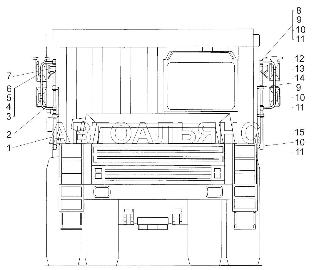 Установка кронштейнов зеркал;Mounting of mirrors brackets