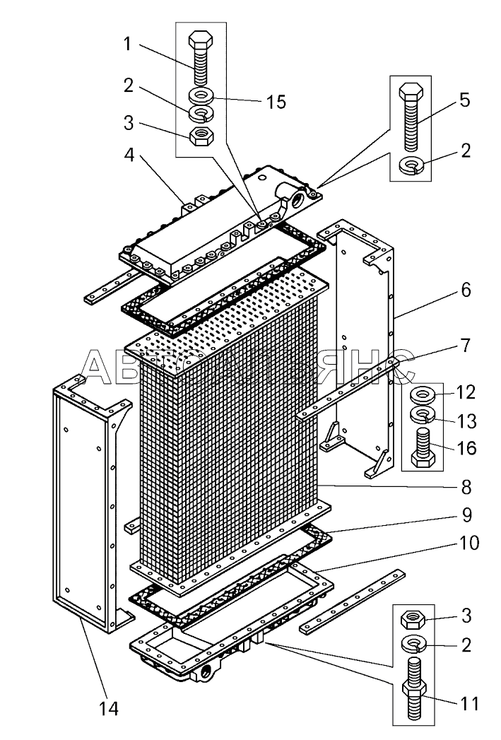 Радиатор водяной (ширина 600 мм);Water radiator (width 600 mm)