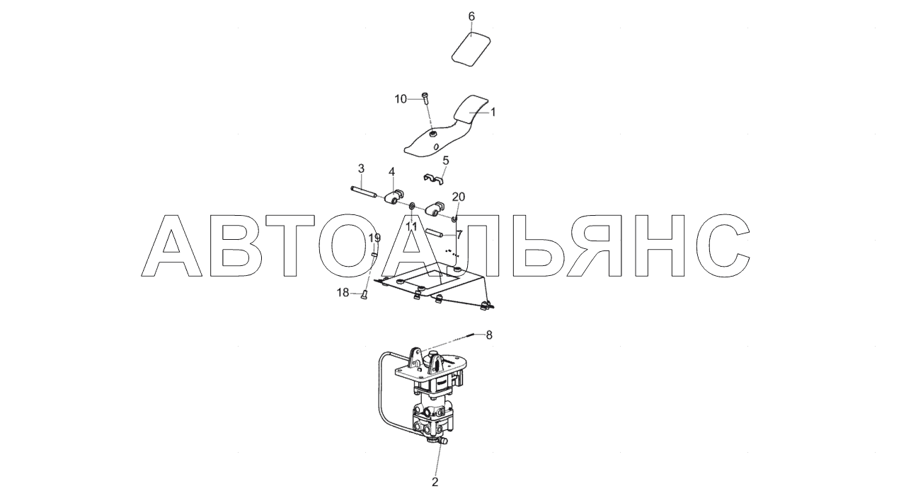 5297-3514108-16 Кран тормозной двухсекционный с педалью