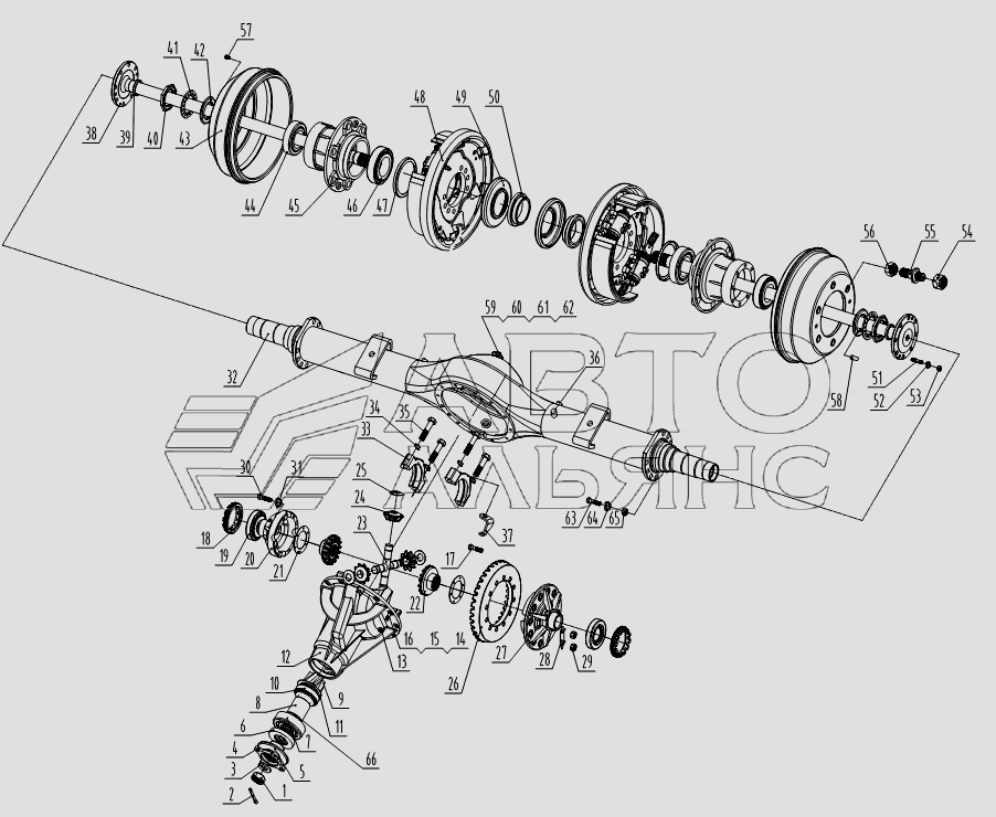 2400D4-sg0 Rear axle assembly