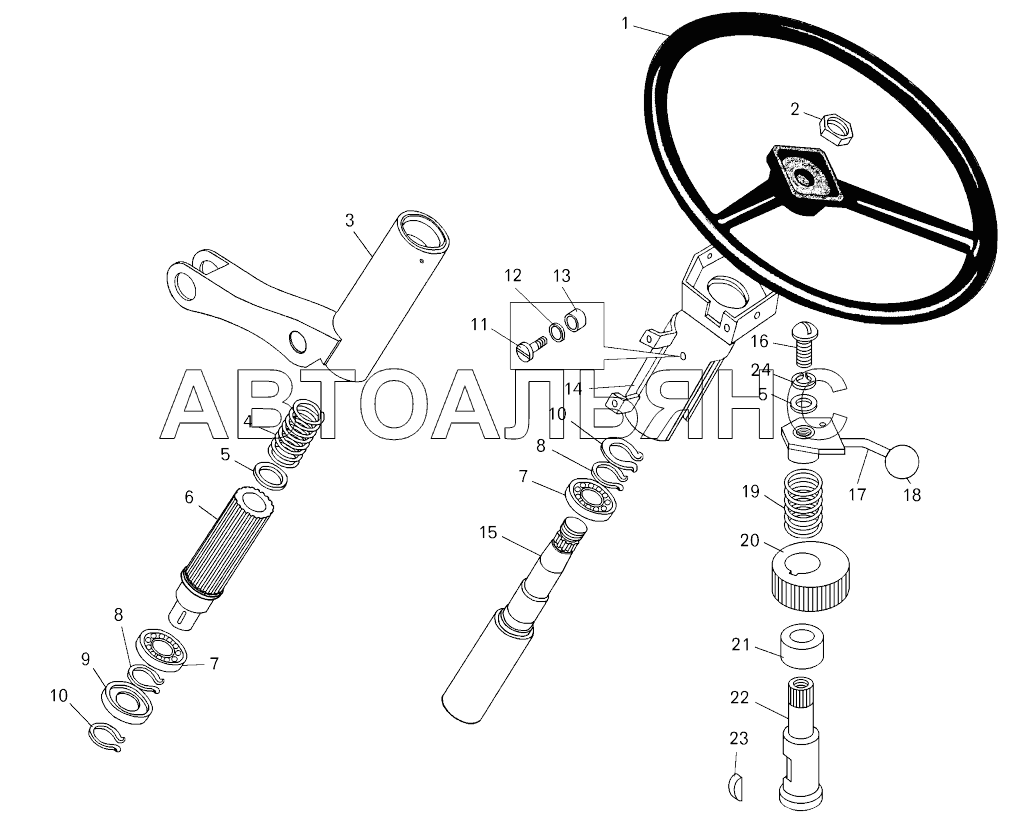 Колесо рулевое и рулевая колонка;Steering wheel and steering column