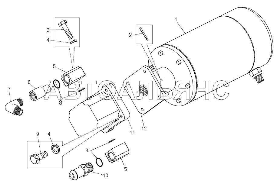 Электродвигатель дублирующего привода с насосом ;Electrical motor of auxiliary drive with pump