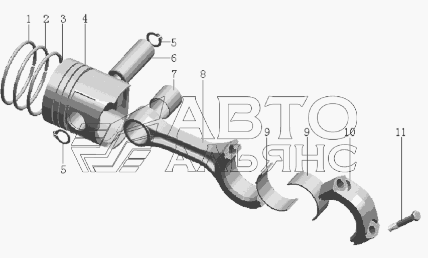 QC490Q(DI)-04000 Piston and connecting rod assembly
