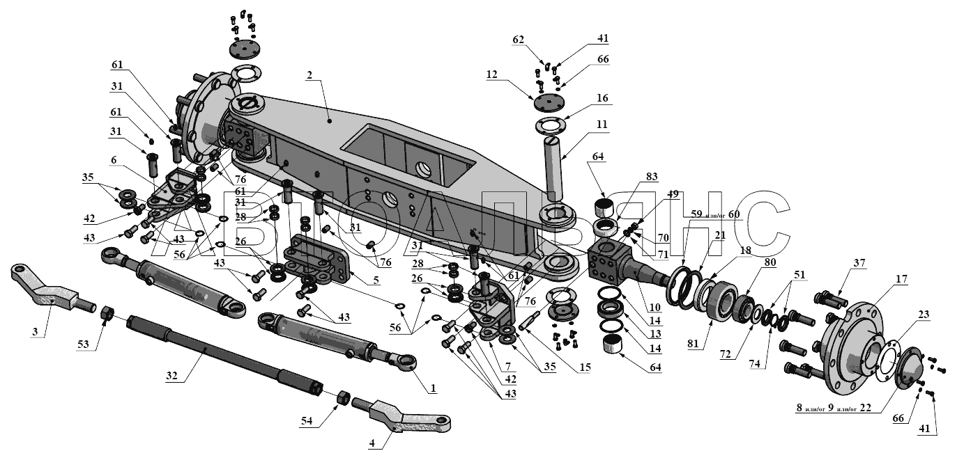 Мост управляемый А.- - А;Steerable axle А.- - А