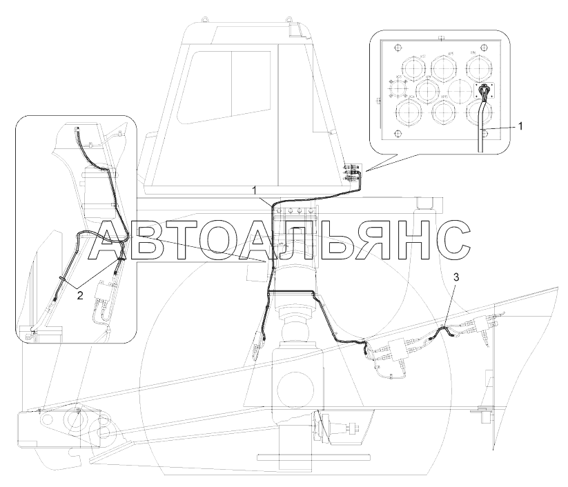 Монтаж информационной шины по шасси (75581-8077012);Mounting of info bus over chassis