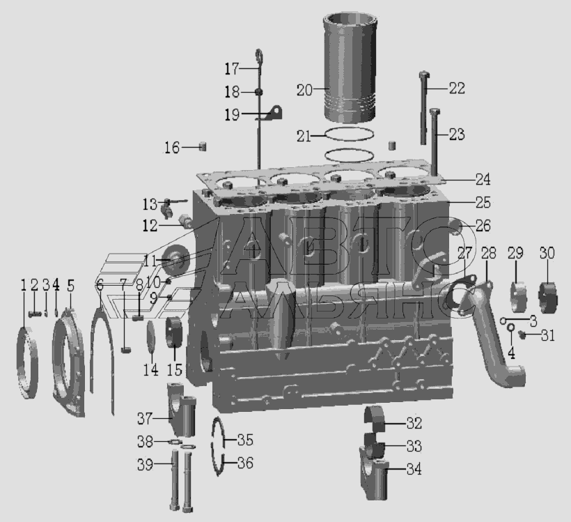 QC490Q(DI)-01000 Cylinder block assembly