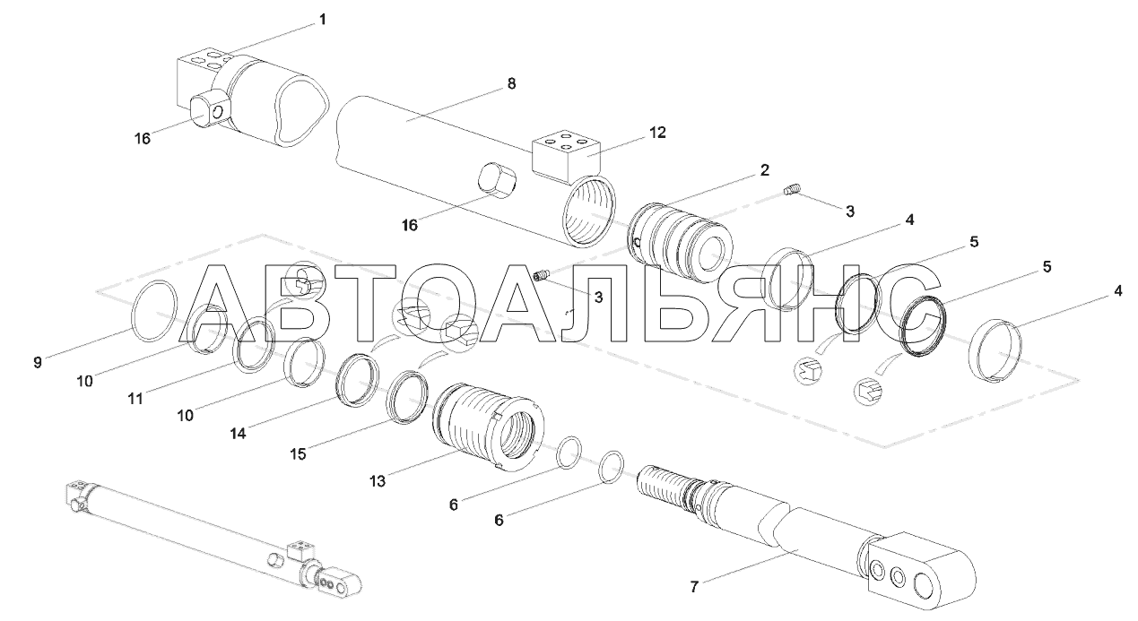 10217326 Oil cylinder, telescopic, outrigger, front