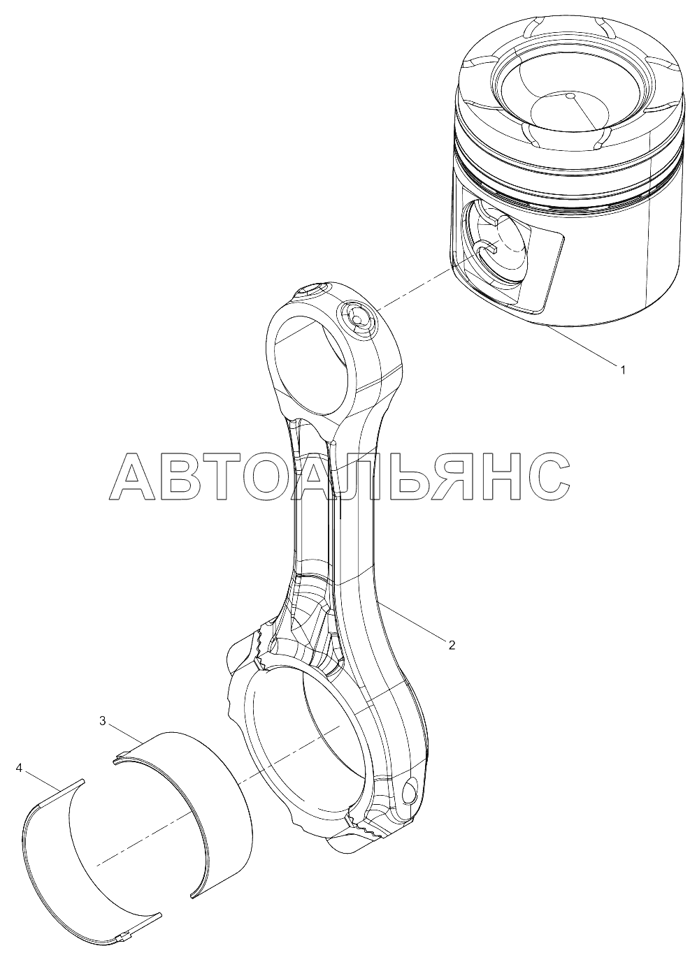 Connecting rod and piston group