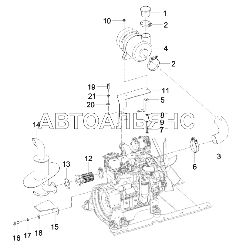 14040328 Air intake & exhaust assembly